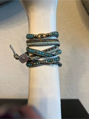 Nakamol Turquoise and Gold Multi-Wrap Bracelet with Evil Eye 🧿